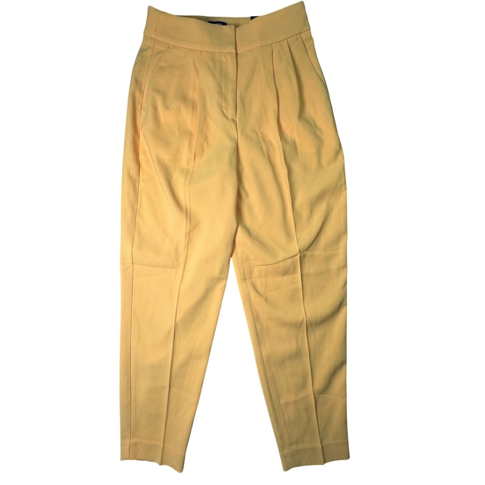 Express Stylist Ankle Super High Rise Pleated Trousers Yellow Office Size 2R NEW